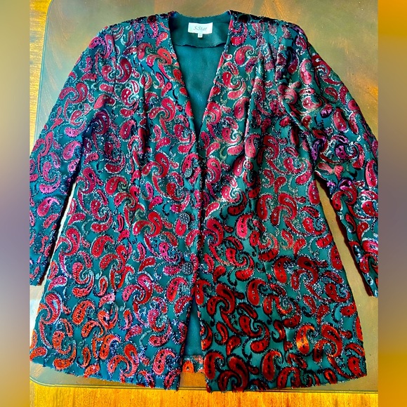 S.Star Women’s Black&Red Long Sleeves Evening Sequins Jacket Size 54/170 - Picture 2 of 8